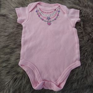 ⚡Luvable Friends pink faux necklace onesie 0-3M